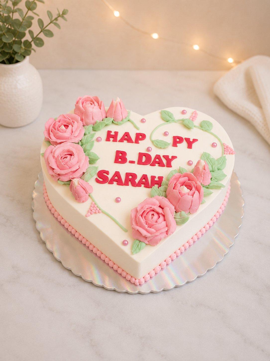 Tarte Coeur décorée avec Fleurs